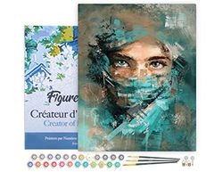 Figured'Art Peinture par Numéro Adulte avec Cadre Regard envoutant - Activité Manuelle Kit de Loisir Créatif DIY Numéro d'Art Complet - 40x50cm toile tendue sur châssis