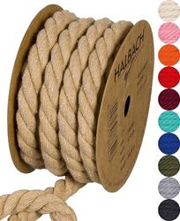 Halbach Seidenbänder Cordon en Coton recyclé, Largeur : 10 mm/Longueur 4 m, Fil de Coton Durable pour macramé, Cordon Naturel pour Bricolage, Couleur : Naturel