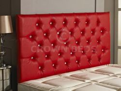 CROWNBEDSUK DIAMANTE FAUX LEATHER HEADBOARD (RED, 6FT)