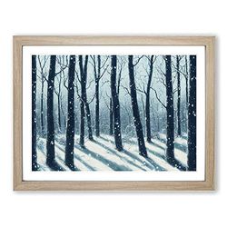Ingenious Winter Forest H1022 Framed Print for Living Room Bedroom Home Office Décor, Wall Art Picture Ready to Hang, Oak A4 Frame (34 x 25 cm)