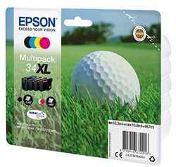 Epson 34 Serie Pallina da Golf, Cartuccia Originale Getto d'Inchiostro DURABrite Ultra, Formato XL, Multipack 4 Colori