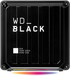 WD_Black D50 Game Dock 2 TB (2 x Thunderbolt 3-portar, DisplayPort 1.4, 2 x USB-C, 3 x USB-A, ljud på/av och Gigabit Ethernet justerbar RGB-belysning) svart