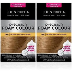 John Frieda Precision Foam Colour Number 8N, Medium Natural Blonde (Pack of 2)