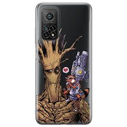 ERT GROUP mobiltelefonfodral för Xiaomi MI 10T 5G / MI 10T PRO 5G originalt och officiellt licensierat Marvel mönster Guardians of the Galaxy 001, gedeeltelijk transparant