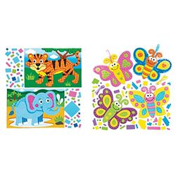 Baker Ross Kit mosaico con farfalle (confezione da 4) Mosaici adesivi per bambini & Kit mosaici con animali della giungla (confezione da 4) Mosaici adesivi per bambini