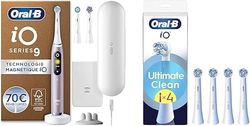 Oral-B Pack Brosse A Dents Electrique iO9 et Brossettes Ultimate Clean, ORIGINALES, Lot De Manche Oral B Rose avec 3 Embouts Ronds Et 7 Modes De Nettoyage, 4 Têtes Blanches, Brossage En Profondeur