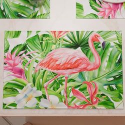 PETTI Artigiani Italiani - Sets de Table américains avec Impression numérique, Sets de Table américains en Tissu et lavables (Lot de 2 à 30 x 45 cm) Flamingo 100% fabriqué en Italie