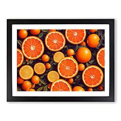 Big Box Art Sliced Orange Fruit H1022 - Stampa incorniciata per soggiorno, camera da letto, casa e ufficio, decorazione artistica da parete, cornice A4 nera (34 x 25 cm)