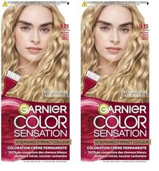 Garnier Color Sensation Coloration, Blond Très Clair beige 9.13, Coloration Crème Permanente, Tous Types de Cheveux, Couleur jusqu'à 10 Semaines & Couvre les Cheveux Blancs 100% (Lot de 2)