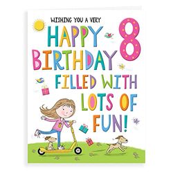 Regal Publishing Birthday Card for Age 8 Girl - 8 x 6 Inches