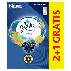 GLADE Um toque, fragrância marinho. Elimina maus odores, até 10 vezes mais frescor - 3 peças de reposição de 10 ml
