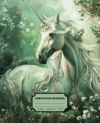 Composition Notebook College Ruled: Unicorn Vintage Illustration: Magical Aesthetic Journal For School, College, Office, Work | Wide Lined
