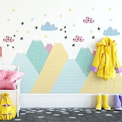 Pegatinas de pared para niños – Decoración de habitación infantil – Pegatinas de pared infantil – Adhesivo de pared gigante de montaña escandinava Majika – 60 x 90 cm