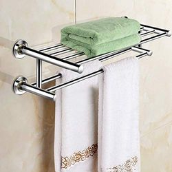 HOMGX Toallero, Barra de Toalla de Metal de Acero Inoxidable montado en la Pared, Estante de baño, Soporte de Barra de Toalla Doble, Organizador de Estante de Toalla para baño, 24 Pulgadas