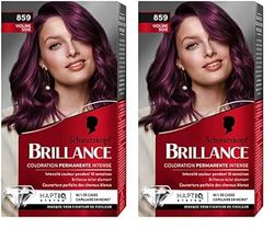 Schwarzkopf - Brillance - Coloration Cheveux Permanente Intense - Brillance Eclat Diamant - Couverture Parfaite des Cheveux Blancs - Masque Soin Fixateur - Violine Soie 859 (Lot de 2)