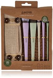 Beter - Set di trucco naturale in fibra, kit 5 pennelli e pennelli in capelli sintetici, ideale come regalo