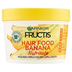 Garnier, Fructis, Hair Food Banana, pflegende Haarmaske, 3-in-1 mit veganer Formel, für trockenes Haar, 390 ml