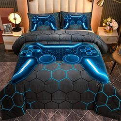 NTBED Game Console Comforter Set for Boys Girls Kids Geometric Lightweight Microfiber Bedding Sets (Gray, Twin)