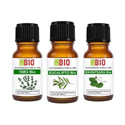 Set Benessere 3 oli essenziali Eucalipto - Timo - Ravintsara 100% Puri Naturali Biologici certificati uso interno - Diffusori Umidificatori Nebulizzatori Aromaterapia - Laborbio
