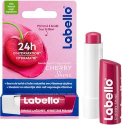 LABELLO Cherry Shine (1 x 5,5 ML), Baume à lèvres enrichi en huiles Naturelles et vitamines E & C, Soin des lèvres Hydratation Longue durée Pendant 24H