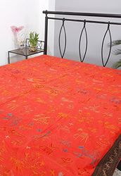 RAJRANG Couvre-lit Or Animaux Broderie Double Taille Coton Bed Sheet