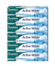 Himalaya Active White Gel |Herbal Vegetarian Toothpaste with Fruit enzymes for Teeth whitening |Anti-Germ |for Strong Teeth and Gums | Paraben and Bleach Free -75ml (Pack of 6)