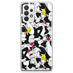 ERT GROUP mobiltelefonfodral för Samsung A32 4G LTE originalt och officiellt licensierat Looney Tunes mönster Sylvester & Tweety 004 anpassad till formen på mobiltelefonen, gedeeltelijk transparant