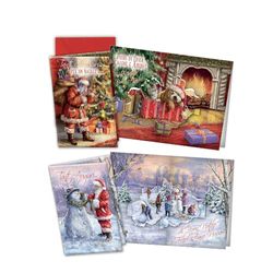 Juego de tarjetas de felicitación de Navidad Pop-up, 12 tarjetas en 2 sujetos navideños, formato 12 x 18 cm, fabricado en cartón de alta calidad, fabricado en Italia