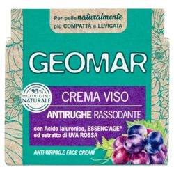 GEOMAR | Crema Viso Antirughe Rassodante, con Acido Ialuronico, ESSENC'AGE ed Estratto di Uva Rossa dell'Emilia Romagna, 95% di Origine Naturale, Made in Italy, 50 ml