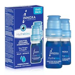 INNOXA - Gouttes Formule Bleue - Blanchit le Blanc de l'Œil - Hydrate les Yeux Rouges et Fatigués - Formule Originale - Fabriquée en France - Sans conservateurs - Lot de 2 x 10ml