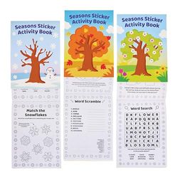 Baker Ross FN002 Libros de Actividades de Estaciones - Pack de 8, Libros de Adhesivos para Fiestas Infantiles
