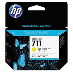 HP CZ136A Pack de 3 Cartouches d'Encre Authentique HP 711 Jaune de 29 ml pour Traceurs Grand Format HP HP DesignJet T120, T125, T130, T520, T525, T530 et Tête d'Impression HP 711 DesignJet