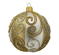 Set of 6 Baubles (Diameter 8 cm) Hand-Blown and Decorated Glass Baubles for Christmas Tree Decoration