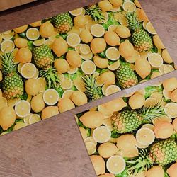 PETTI Artigiani Italiani - Tappeto Cucina Antiscivolo Lavabile, Passatoia Cucina, Tappeti Runner Cucina, 52x380 cm, Disegno Limoni e Ananas, 100% Made in Italy