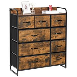 LYNCOHOME Commode, Commode Chambre, Meuble de Rangement, Armoire avec 9 tiroirs en Tissu, Meuble Chambre, Commode 9 tiroirs, Armoire à tiroirs avec 2 poignées pour Cuisine, Bureau, Couloir