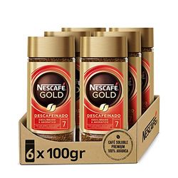 NESCAFÉ Gold Descafeinado Café Soluble Descafeinado 100% Arábica- 6 Frascos De 100G - Total: 600G