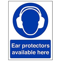VSafety "Ear Protectors Available Here" Sign, Portret, Pak van 3)