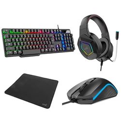 Teclado Pack Gaming USB Español + Auriculares + Ratón + Alfombrilla Cool Town