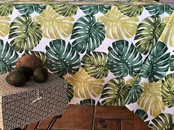 FLORA 140X300 CMS Pistachio Printed Canvas Tablecloth