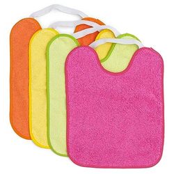 Titin | pack 4 haklappar vattentäta för bebisar 24 x 31 cm | haklappar för bebisar färg röd blå orange grön