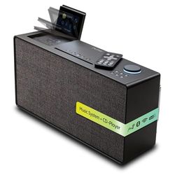 Pure Evoke Home alles-in-één muzieksysteem voor thuis met DAB+/ FM-radio, internetradio, podcasts, Spotify Connect, Bluetooth, CD en krachtig 100 Watt stereogeluid, Coffee Black