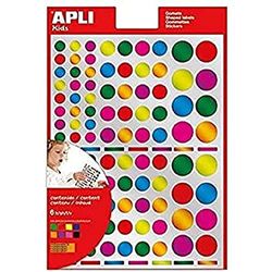 APLI Kids 13529 - Sacchetti gommati, multicolore, rotondi, colori metallizzati, 6 fogli - Confezione da 624 gomets