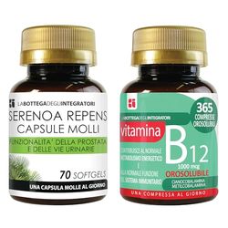 Set di integratori Serenoa Repens 70 Softgels e Vitamina B12 365 Compresse Masticabili | Prostata e Energia