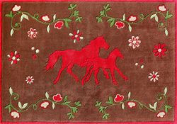 Pferdefreunde BC Rugs PF-103-01, Tappetino per Bambini, Motivo: Cavalli, Marrone, 110 x 170 cm