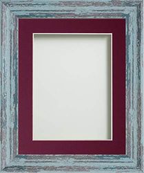 Frame Company Lynton Rustic Blue Photo Frame with Plum Mount, 8x8 for 5x5 inch, fitted with perspex