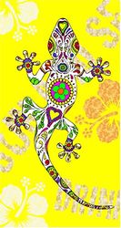 Miracle Home. Serviette de Plage en Microfibre Lézard, 100% Poliester, Jaune, 95 X 175 Cm. 15090