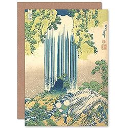Artery8 Hokusai Japanese Yoro Waterfall Mino Province Sealed Greeting Card Plus Envelope Blank inside