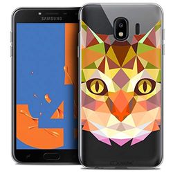 Caseink fodral för Samsung Galaxy J4 2018 J400 (5,5) fodral [Crystal Gel HD Polygon Series Animal - mjuk - ultratunn - tryckt i Frankrike] katt