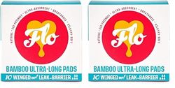 FLO Organic Bamboo Sanitary Pads for Women with Wings, Biodegradable and Ultra Thin, 10 Ultra Long Pads (Pack of 2)