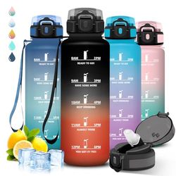 Borraccia 1,5 litri, Borraccia con Cannuccia, Senza Perdite, Borraccia Palestra, Borracce con Slogan Motivazionale, Borraccia Motivazionale, Facile da Trasportare, per Scuole, Fitness, Campeggio, Yoga